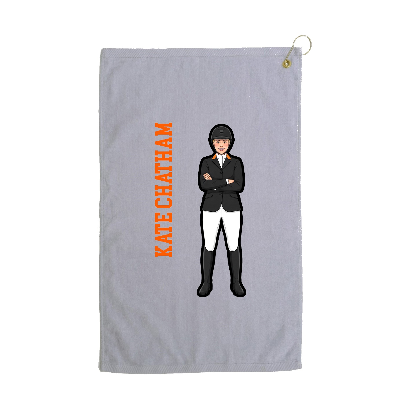 Golf Towel — Name Vertical in Grey