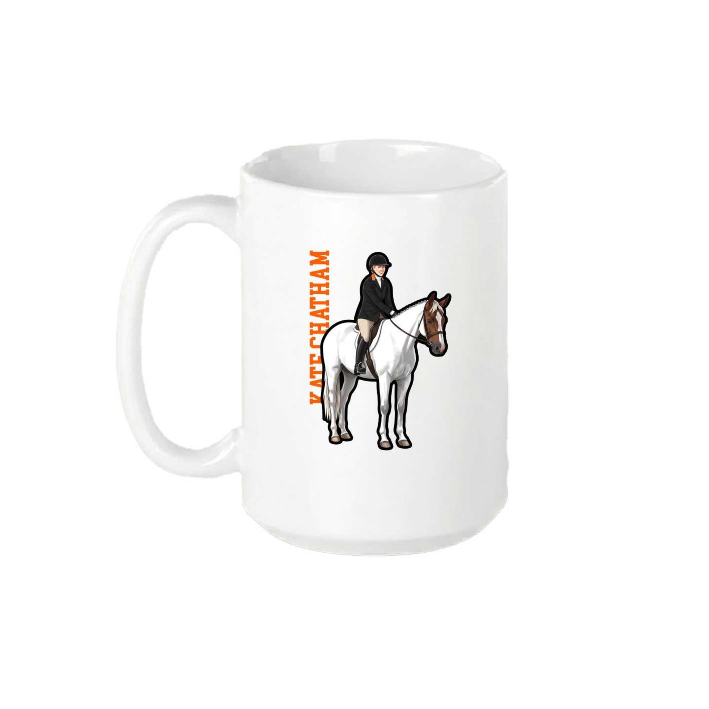 15oz Coffee Mug — Name Vertical in White