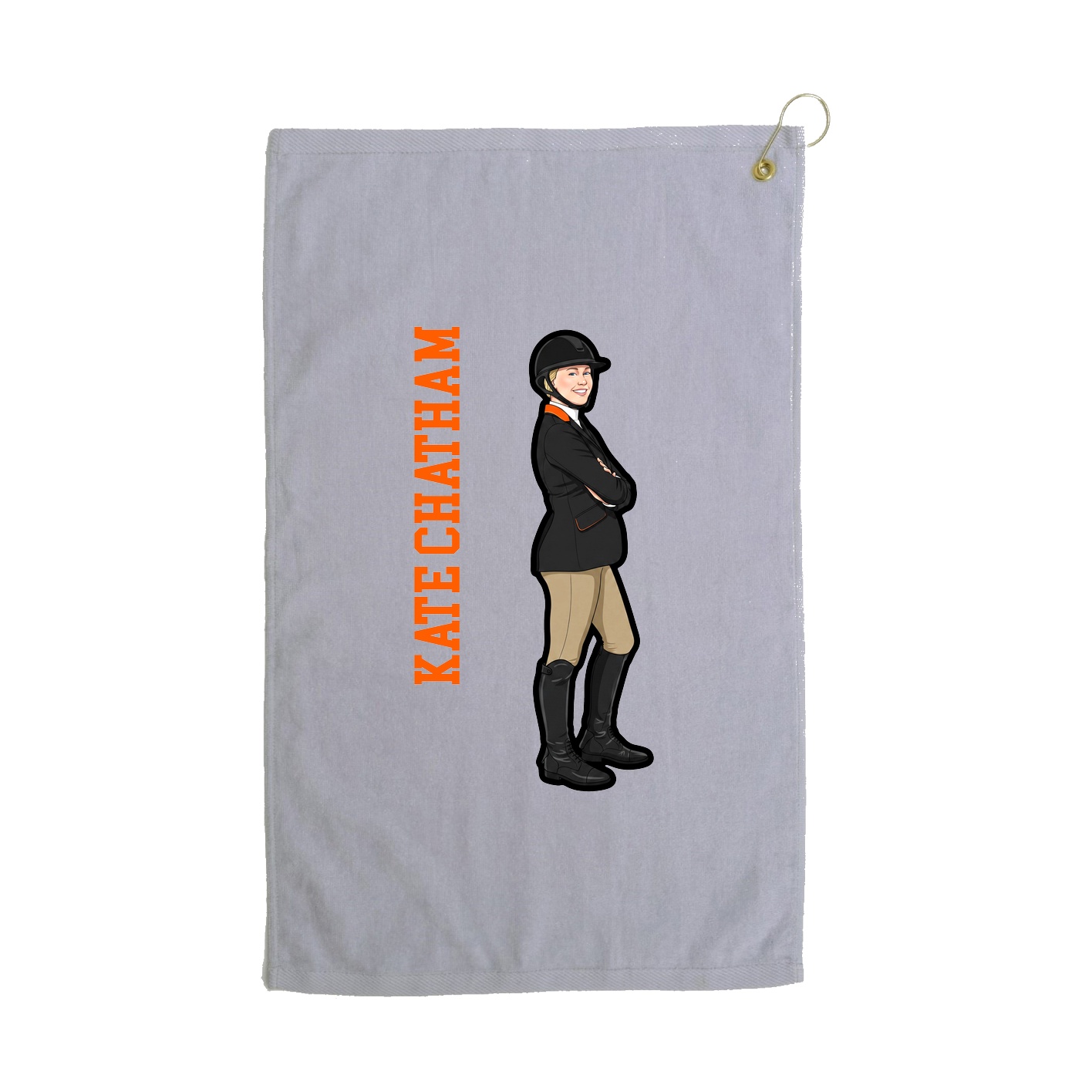 Golf Towel — Name Vertical in Grey