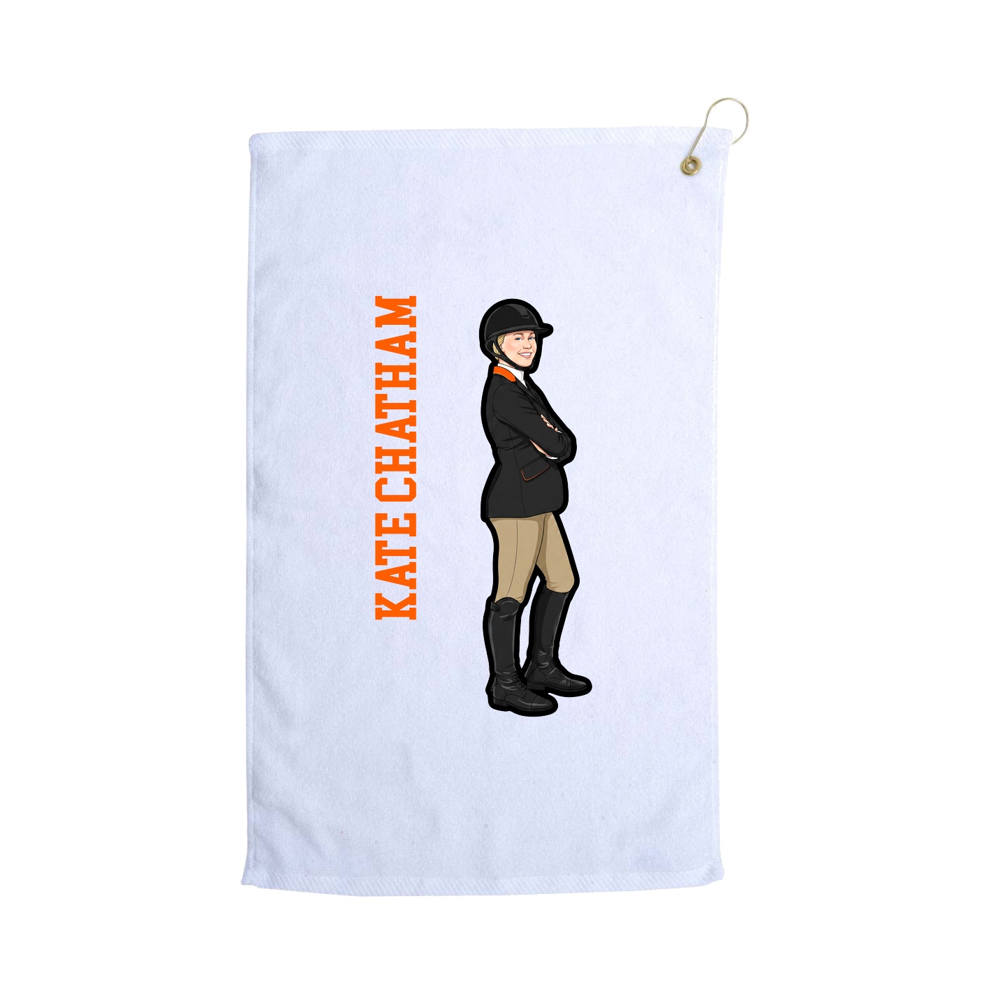 Golf Towel — Name Vertical in White