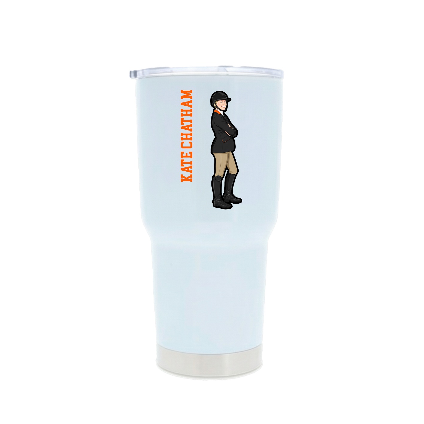 30oz Stainless Steel Tumbler — Name Vertical in White