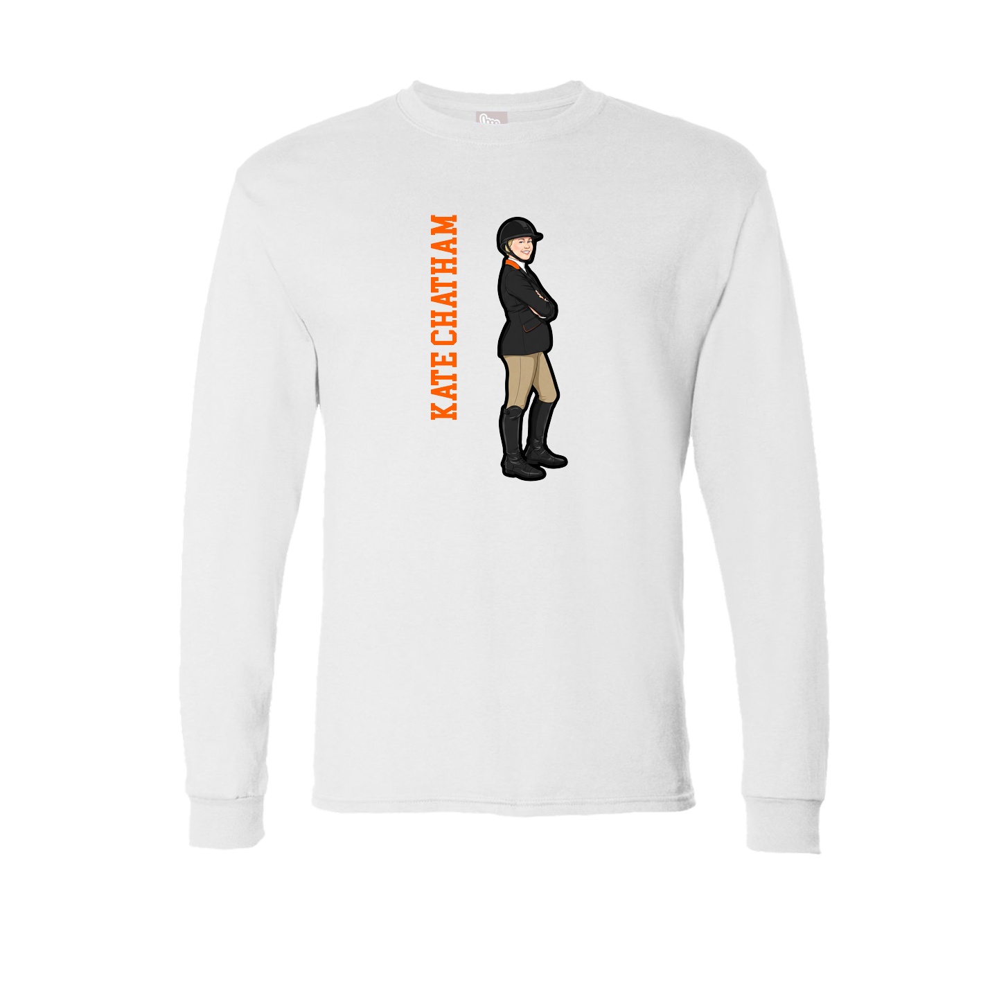 Long Sleeve Tee — Name Vertical in White