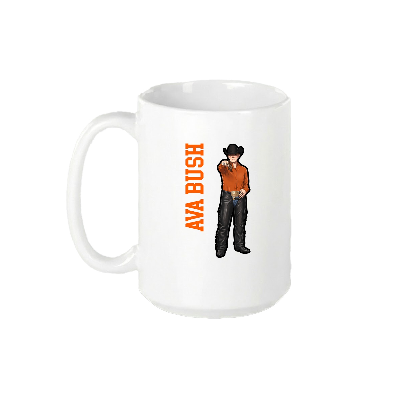 15oz Coffee Mug — Name Vertical in White