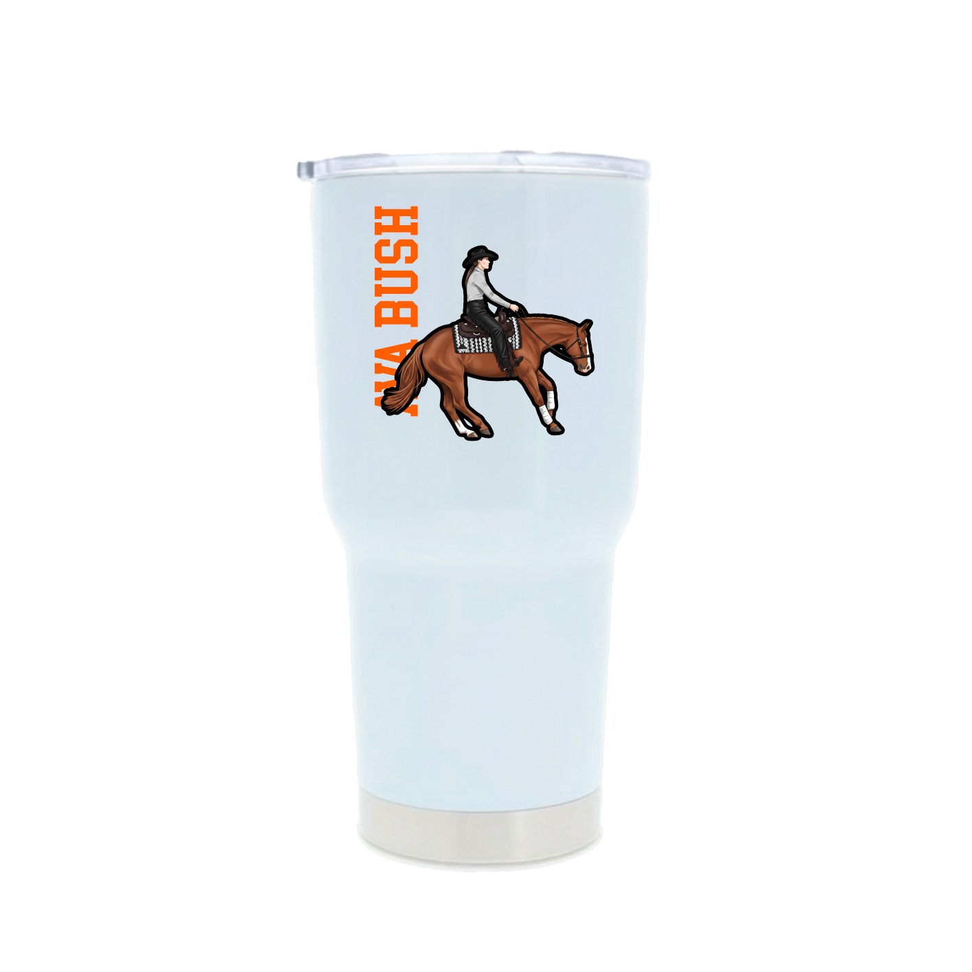 30oz Stainless Steel Tumbler — Name Vertical in White