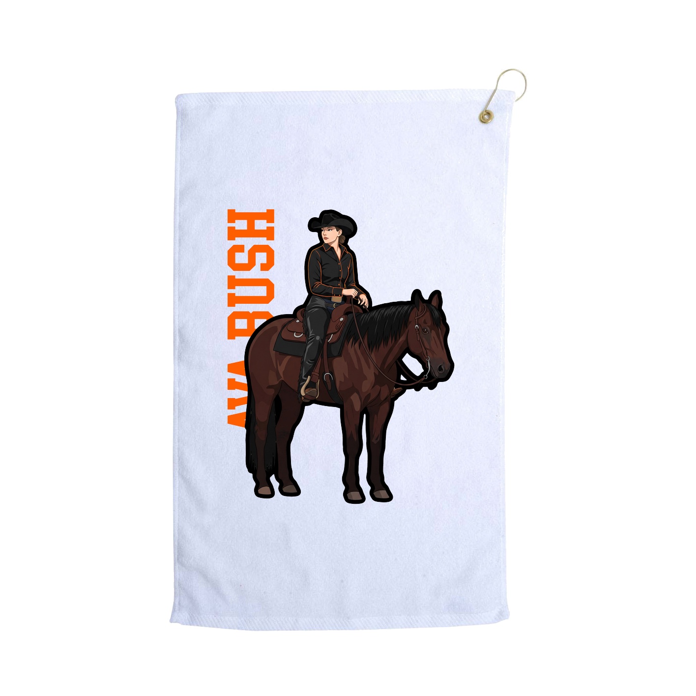 Golf Towel — Name Vertical in White