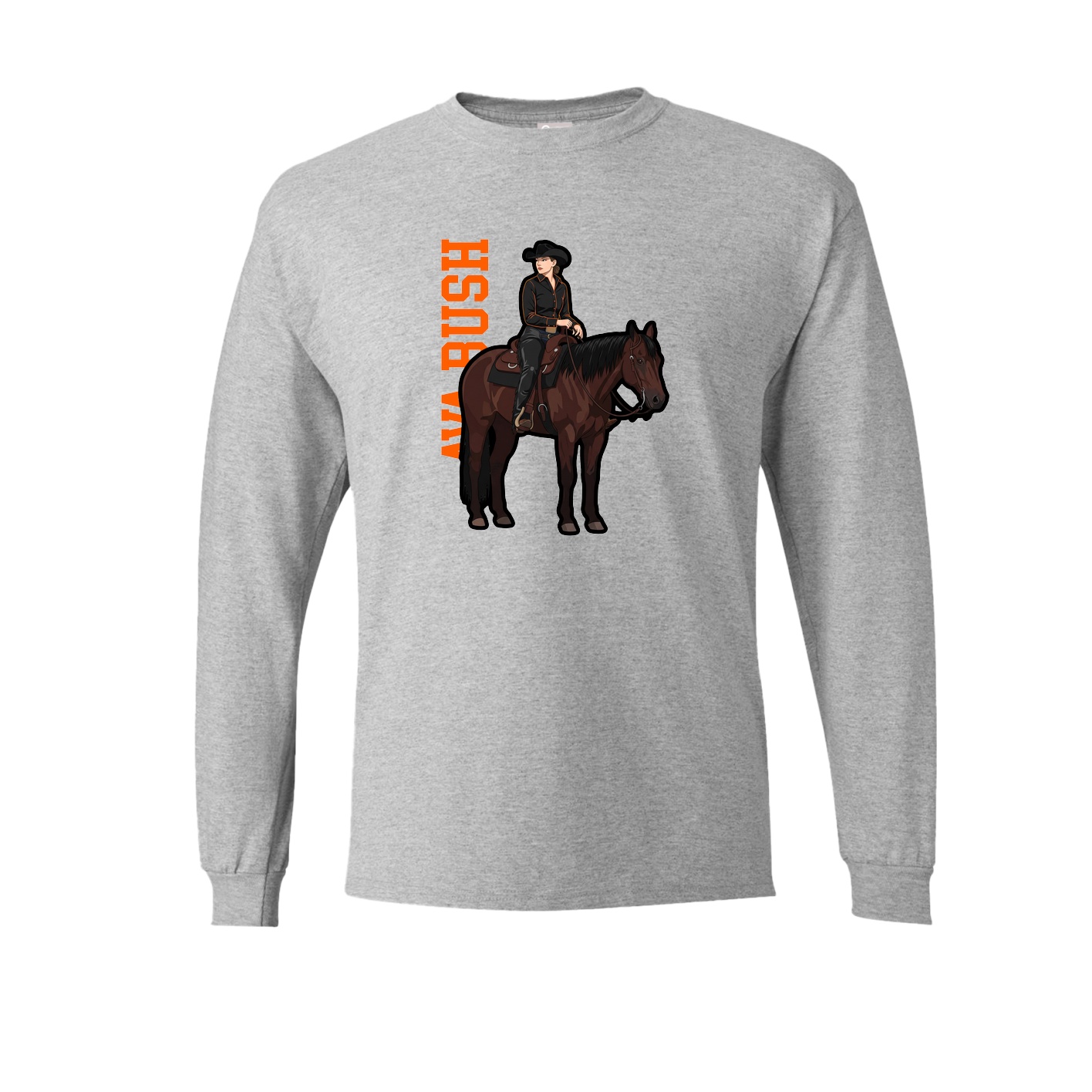 Long Sleeve Tee — Name Vertical in Grey