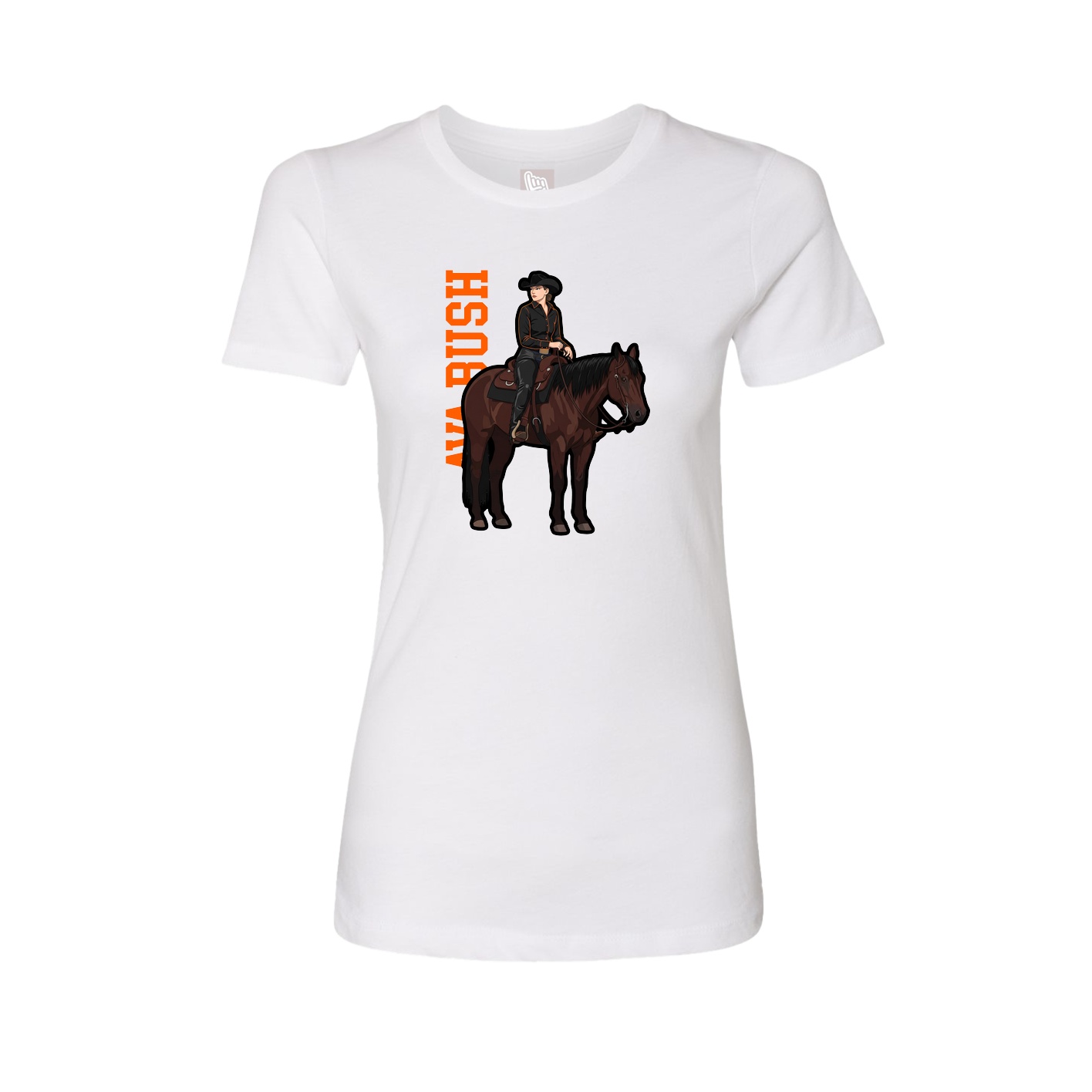 Fitted Women's Tee — Name Vertical in White
