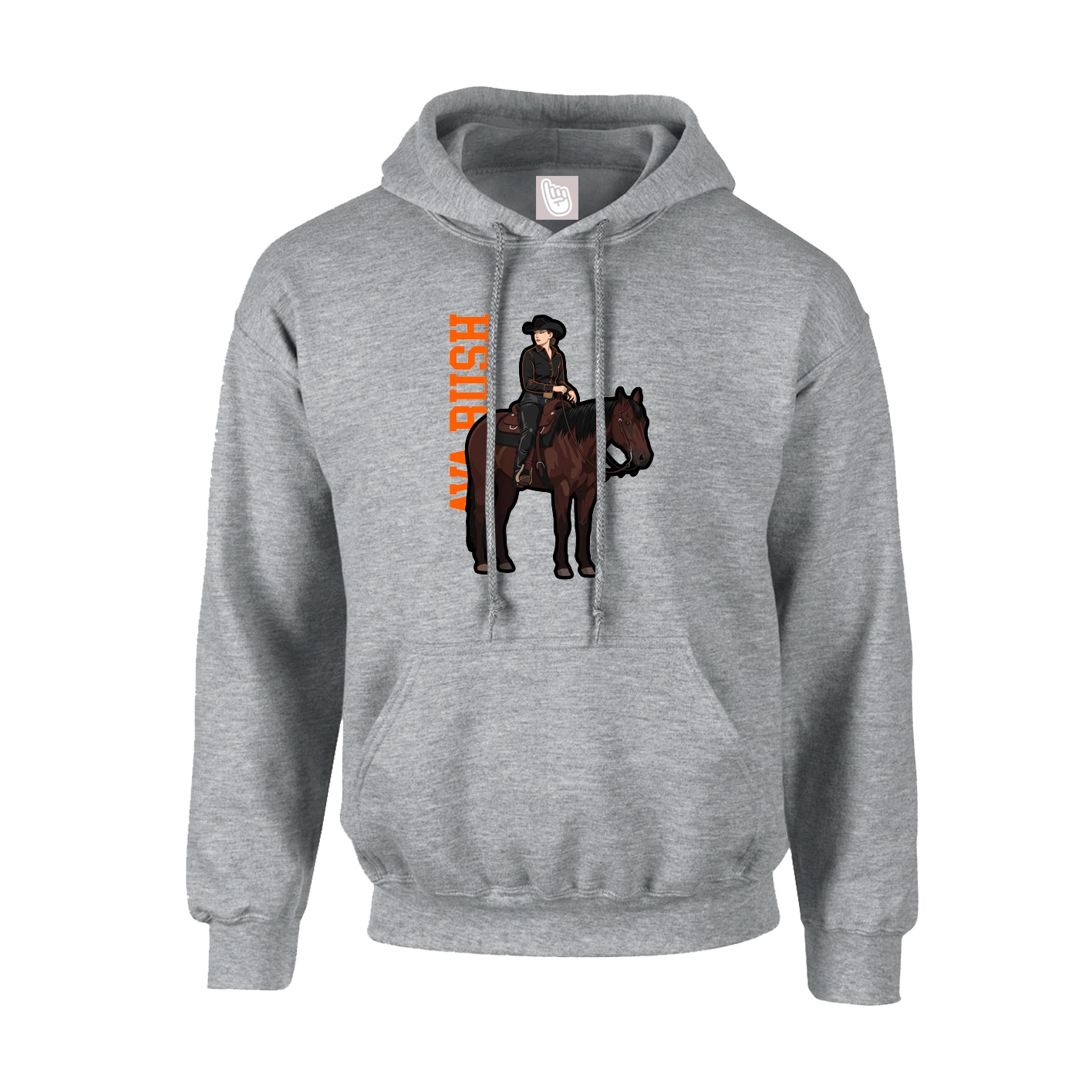 Youth Hoodie — Name Vertical in Grey