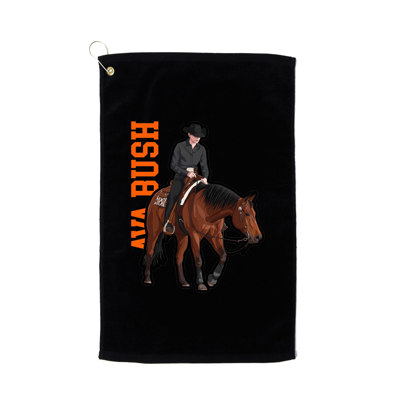 Golf Towel — Name Vertical in Black