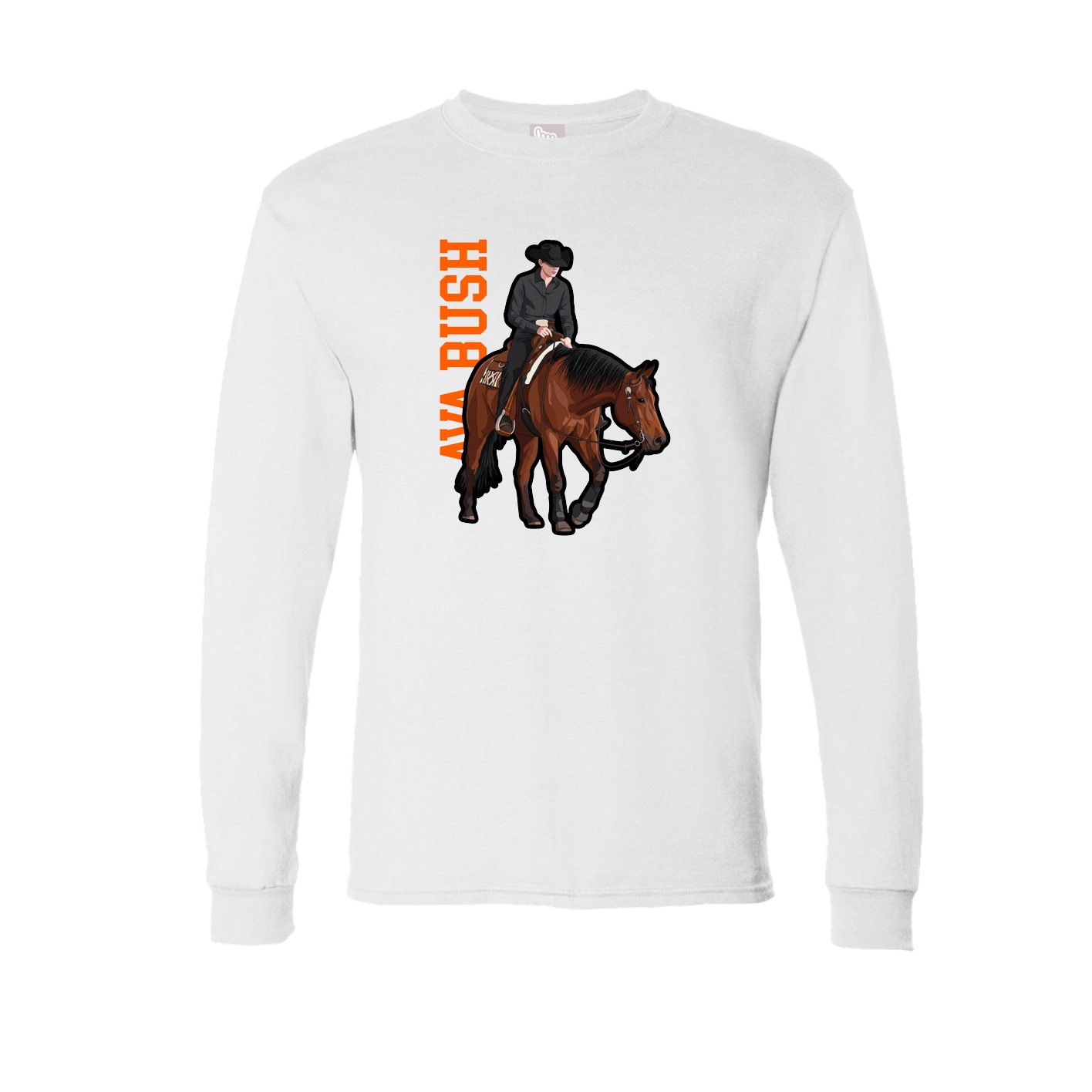 Long Sleeve Tee — Name Vertical in White