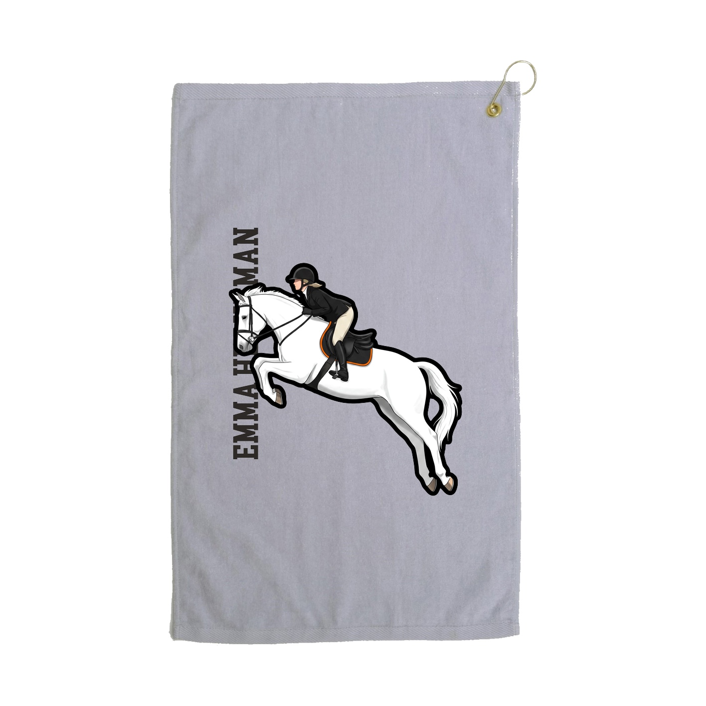 Golf Towel — Name Vertical in Grey