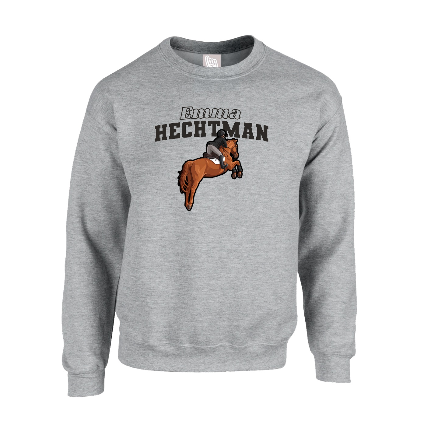 Fleece Crew — Name Arch in Grey