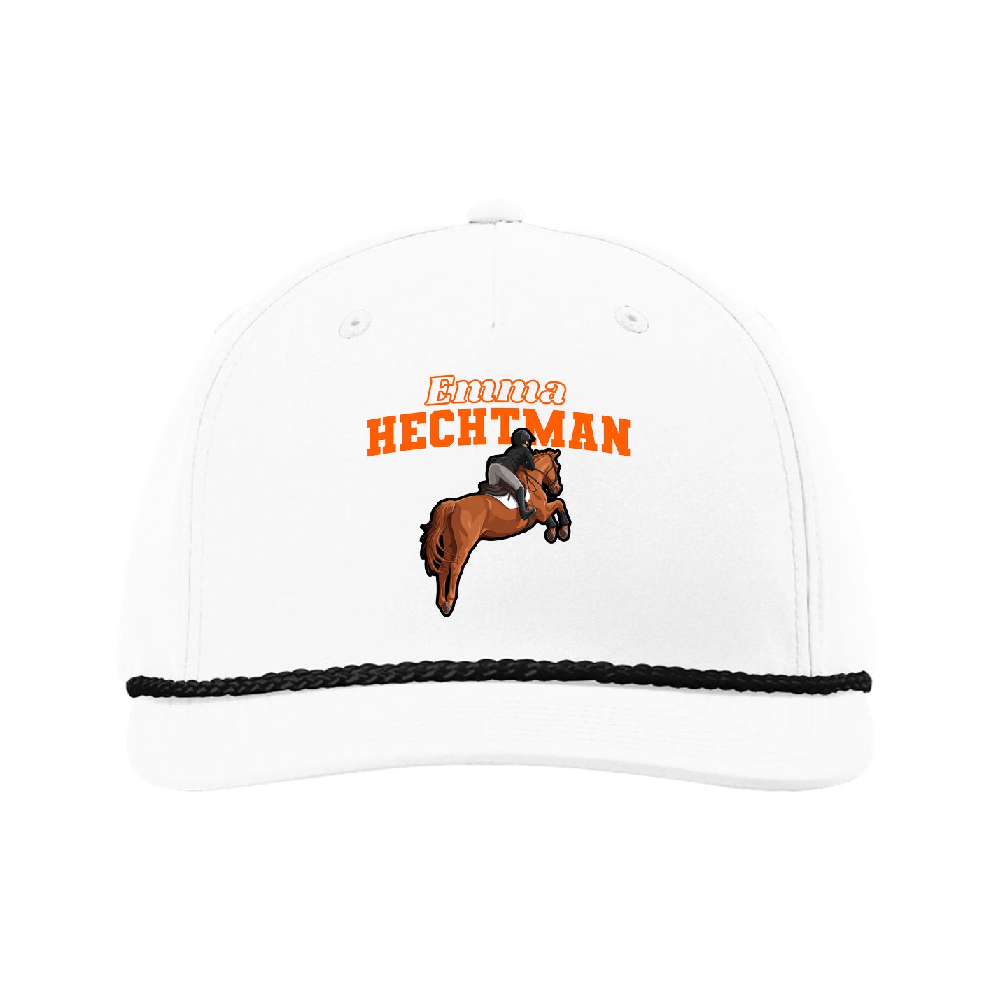 Five-Panel Classic Rope Cap — Name Arch in White