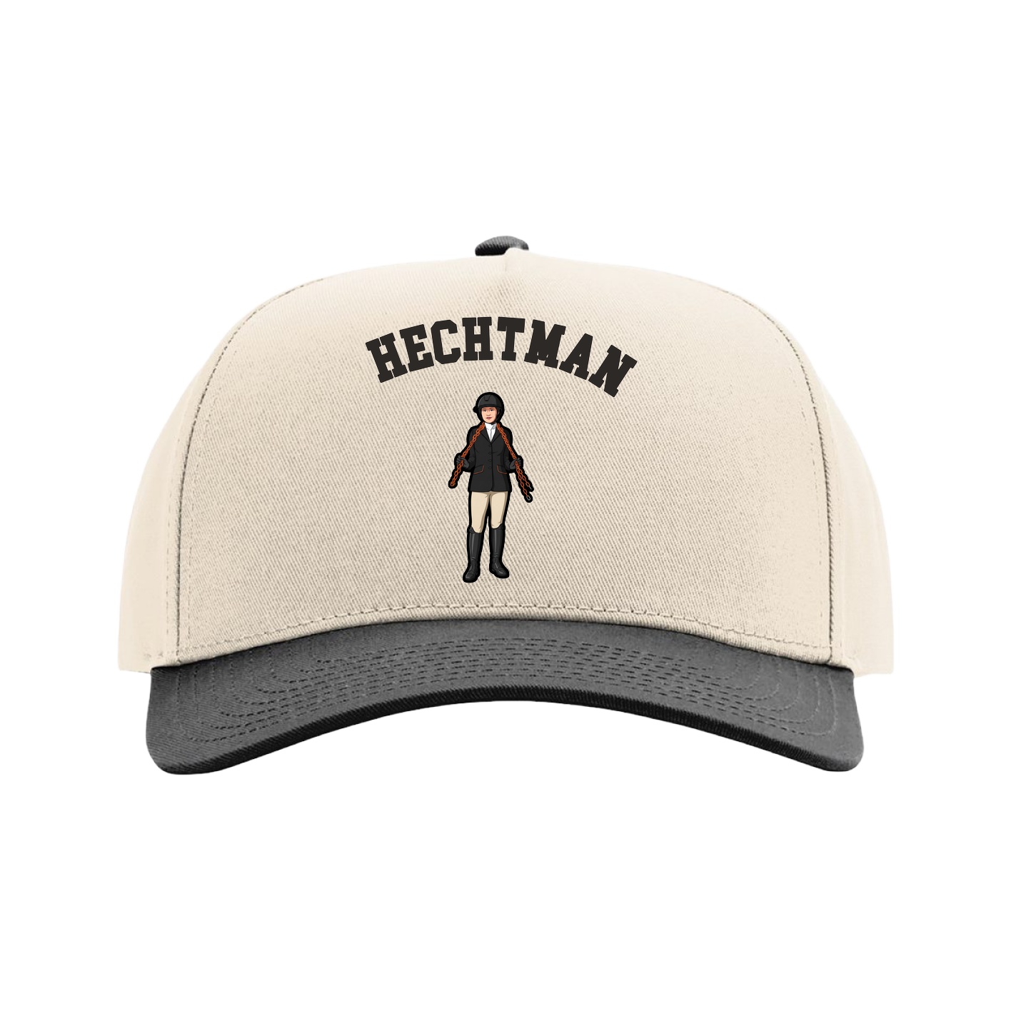 Full Fabric Five-Panel Champ Cap — Shirsey Arch in Cream/Black