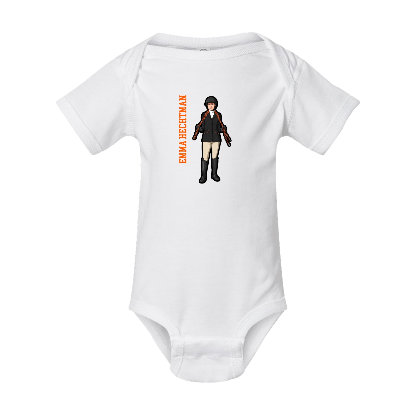 Baby Onesie — Name Vertical in White