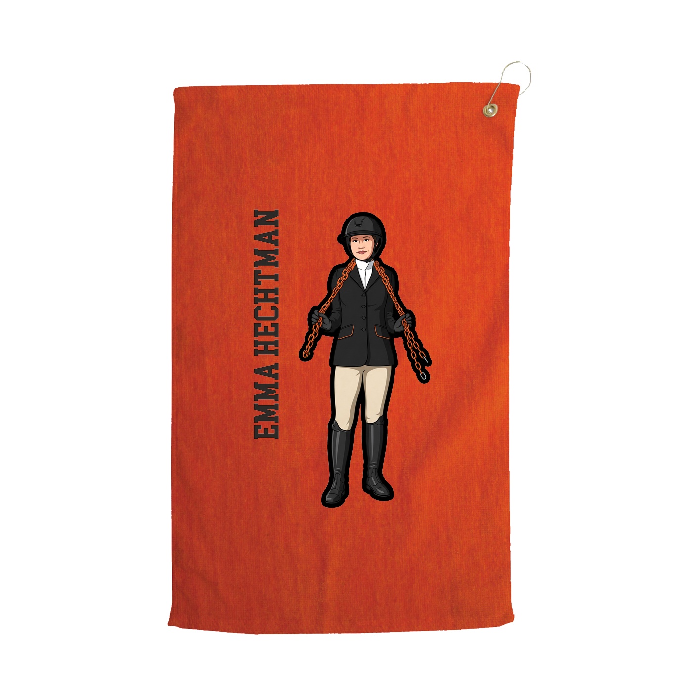 Golf Towel — Name Vertical in Orange