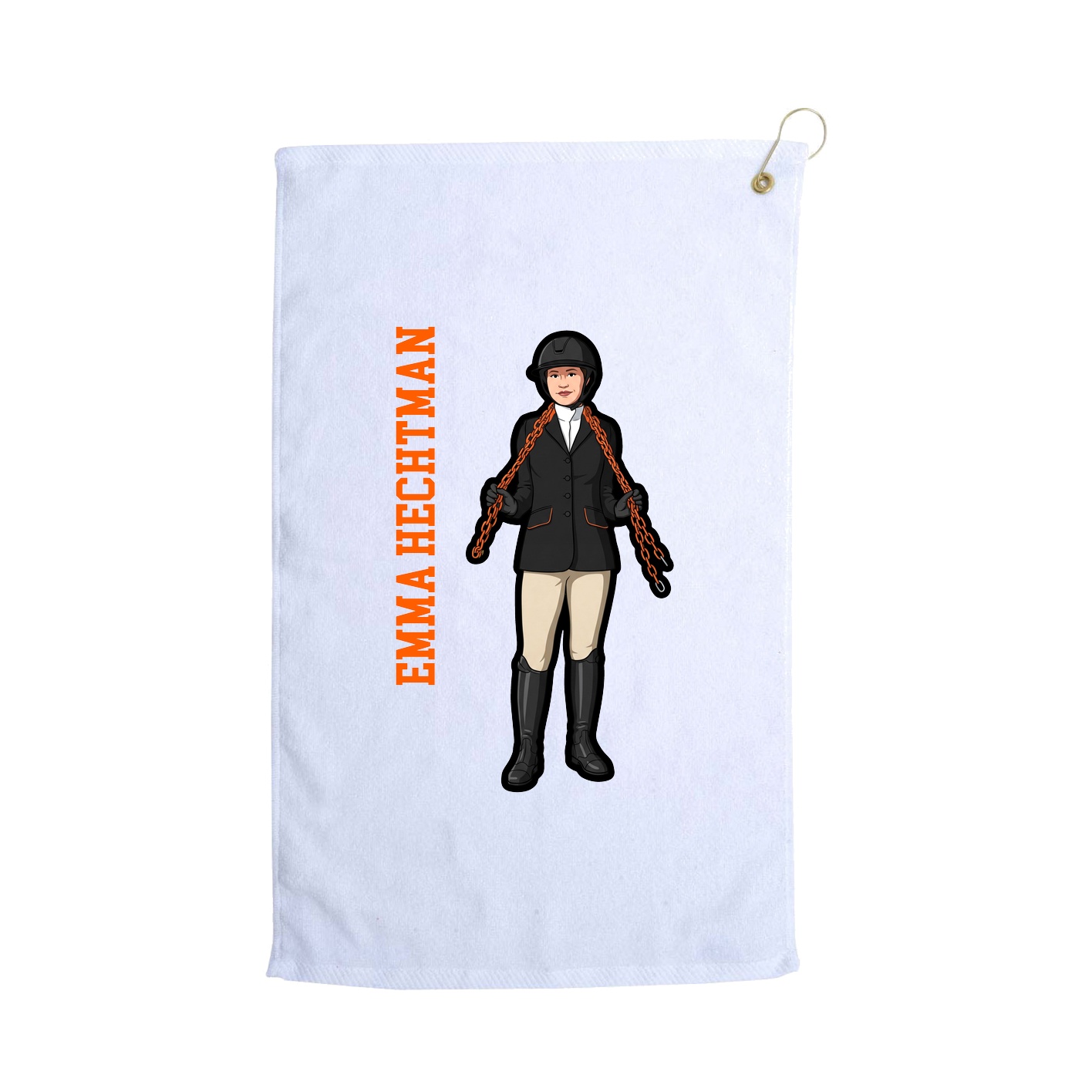 Golf Towel — Name Vertical in White