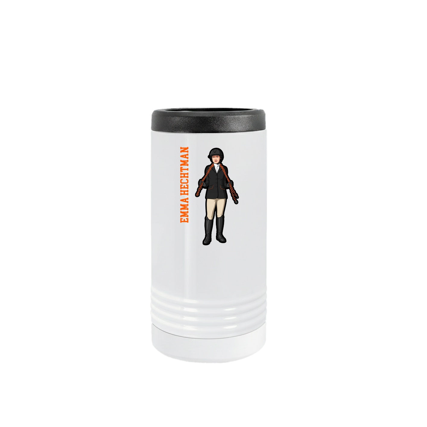 Slim Beverage Holder — Name Vertical in White