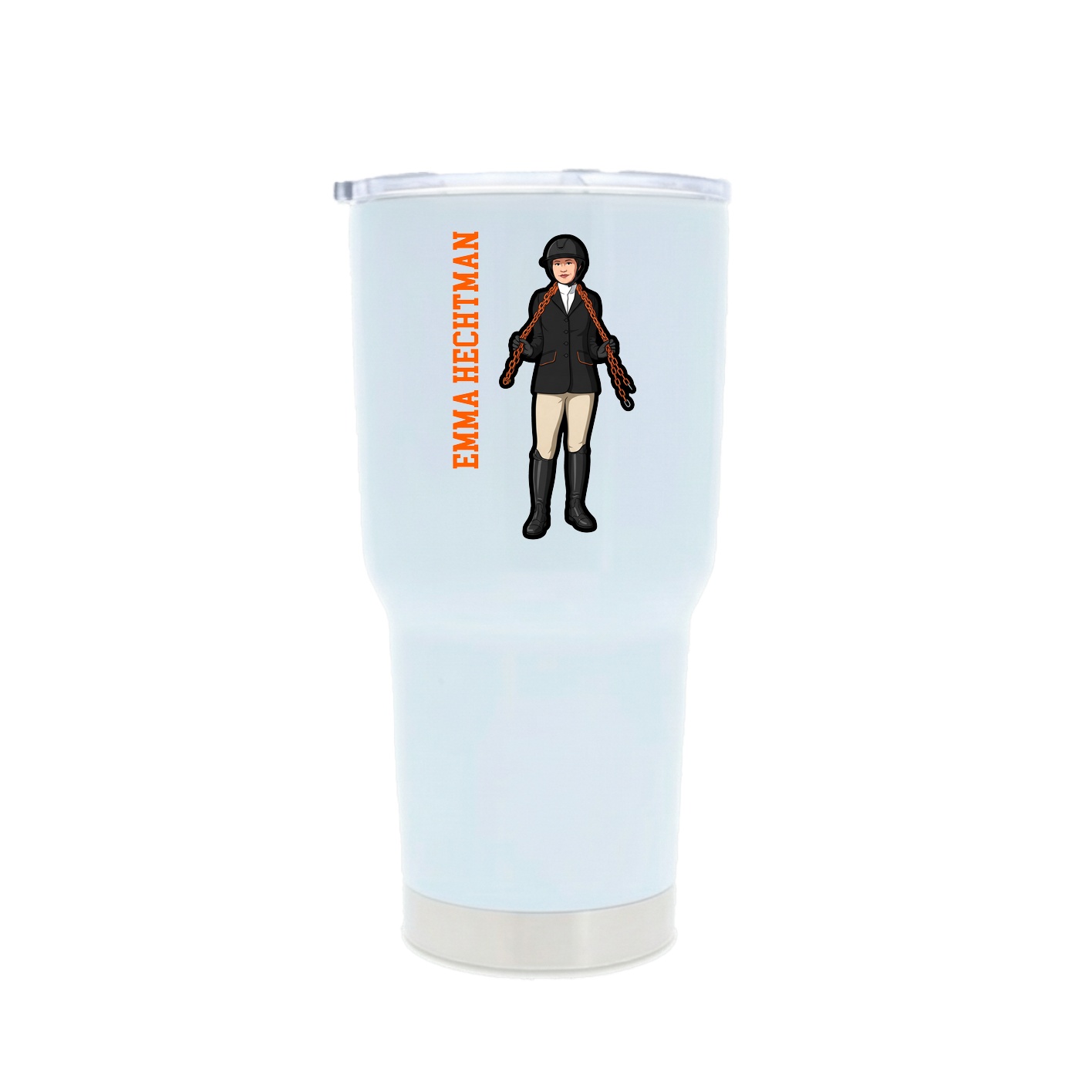30oz Stainless Steel Tumbler — Name Vertical in White