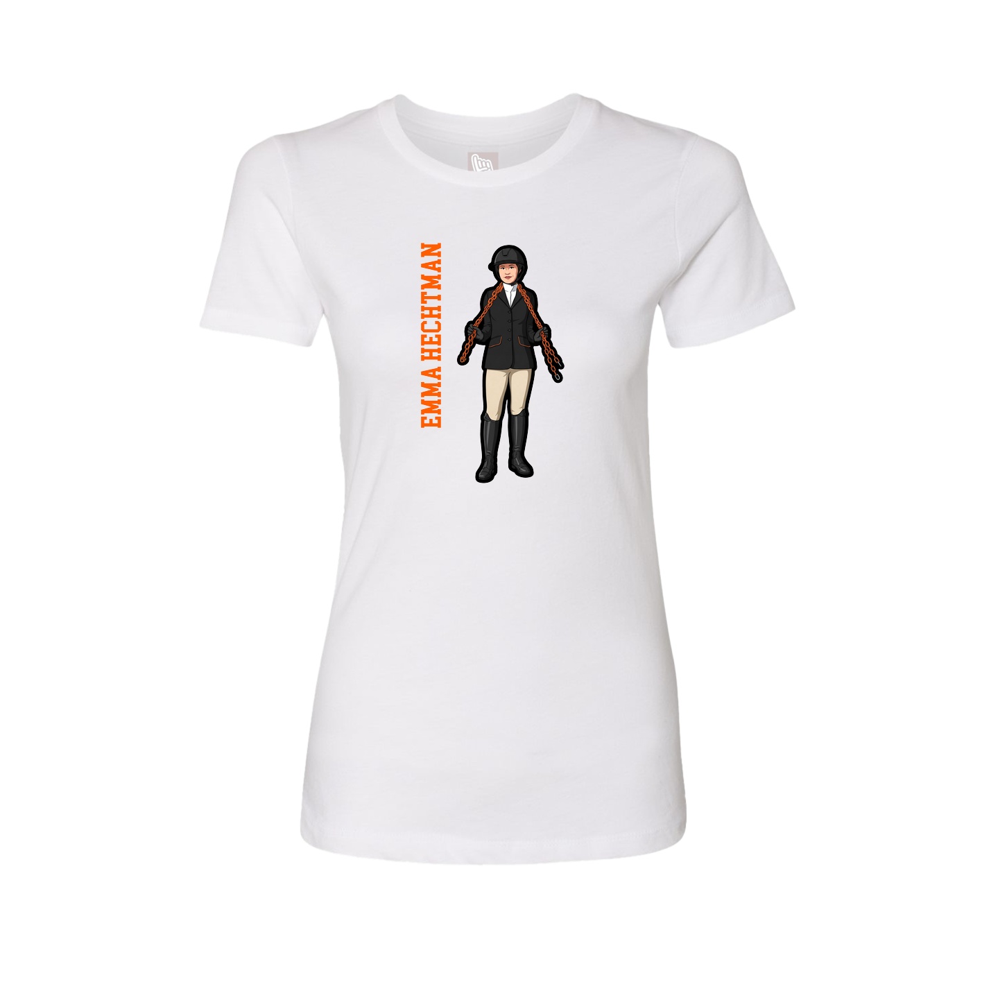 Womens Tee — Name Vertical in White