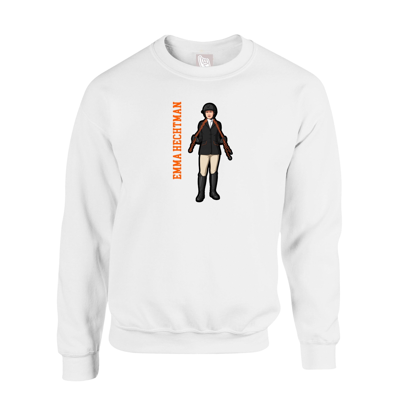 Fleece Crew — Name Vertical in White