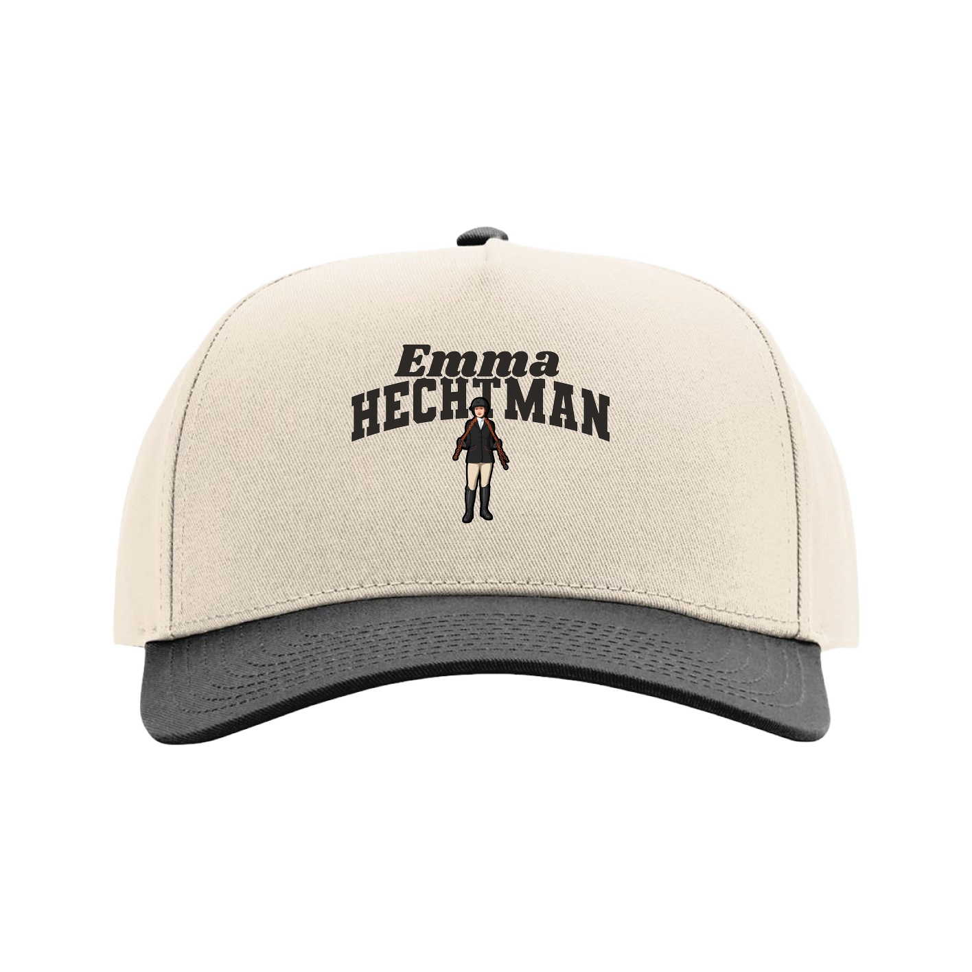 Full Fabric Five-Panel Champ Cap — Signature Arch in Cream/Black
