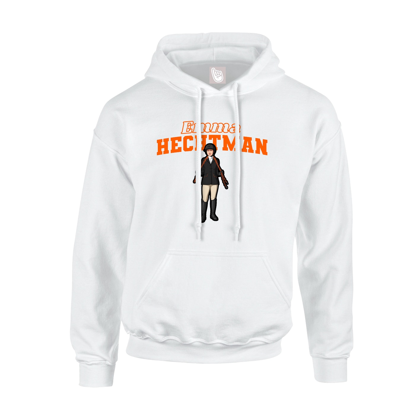 Youth Hoodie — Name Arch in White