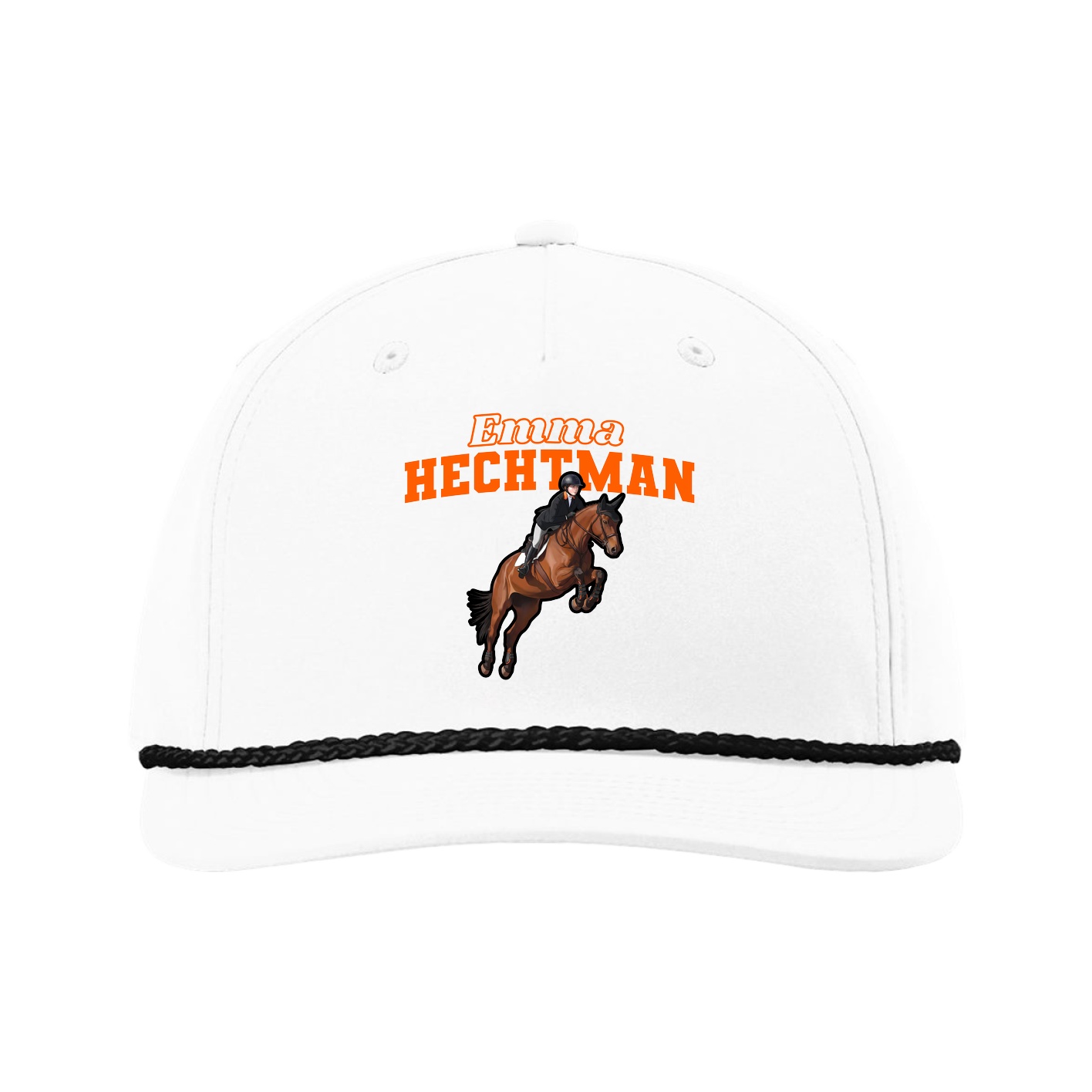 Five-Panel Classic Rope Cap — Name Arch in White