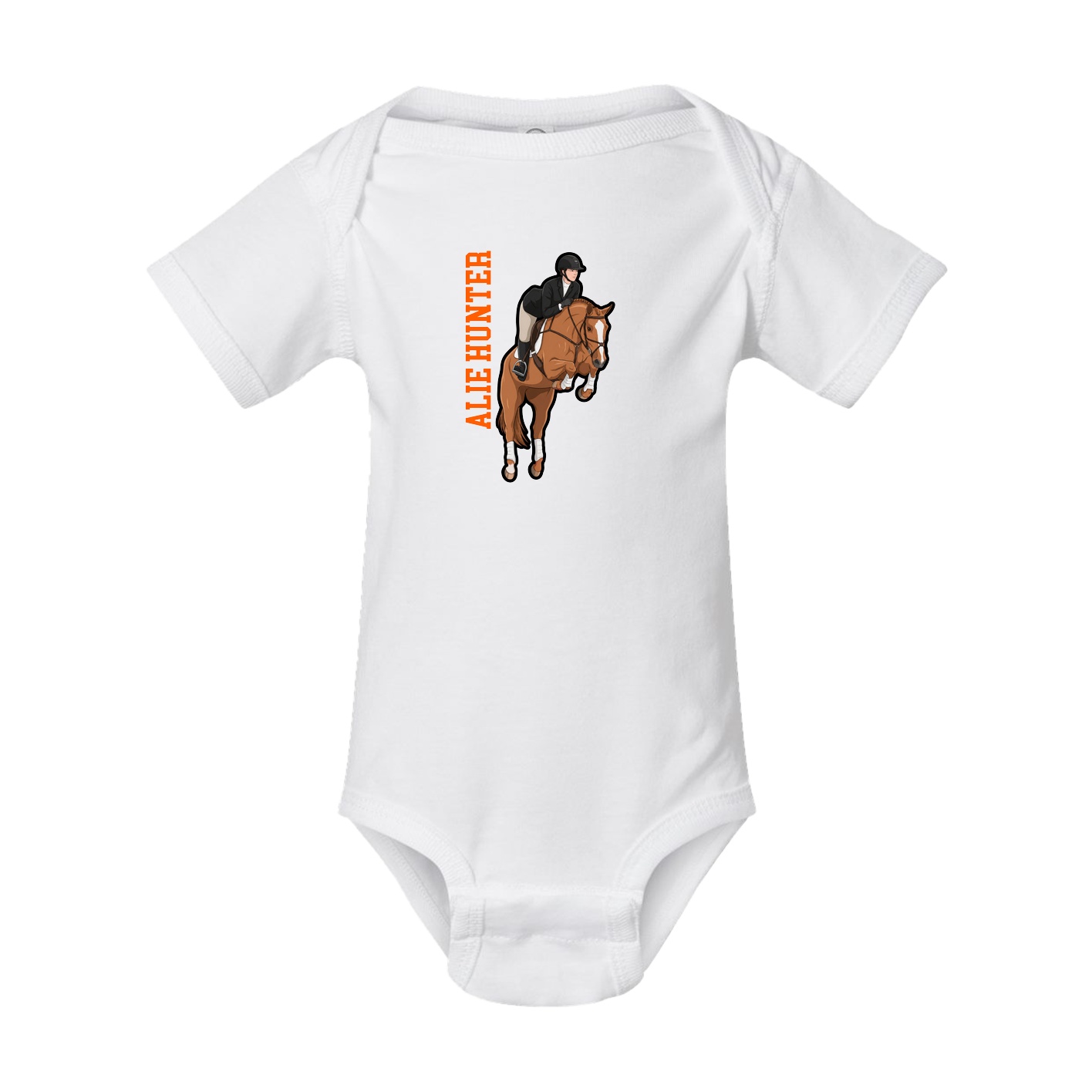 Baby Onesie — Name Vertical in White