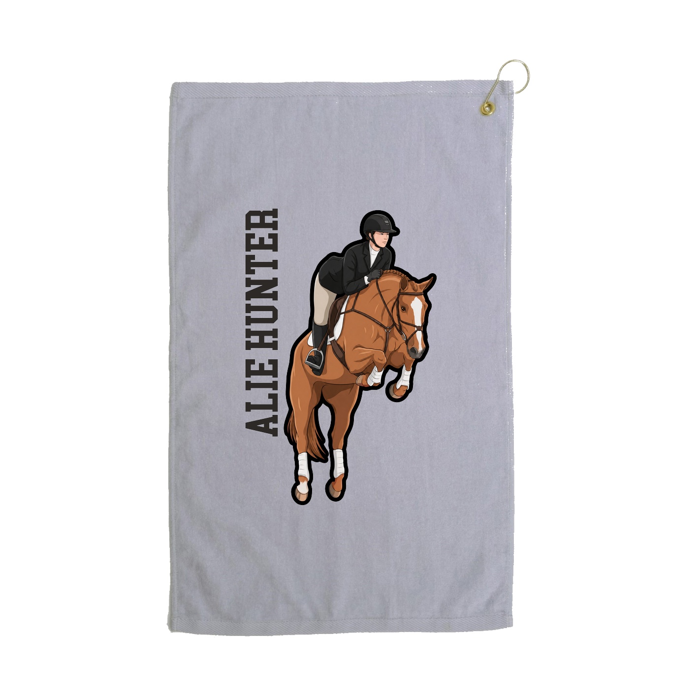 Golf Towel — Name Vertical in Grey