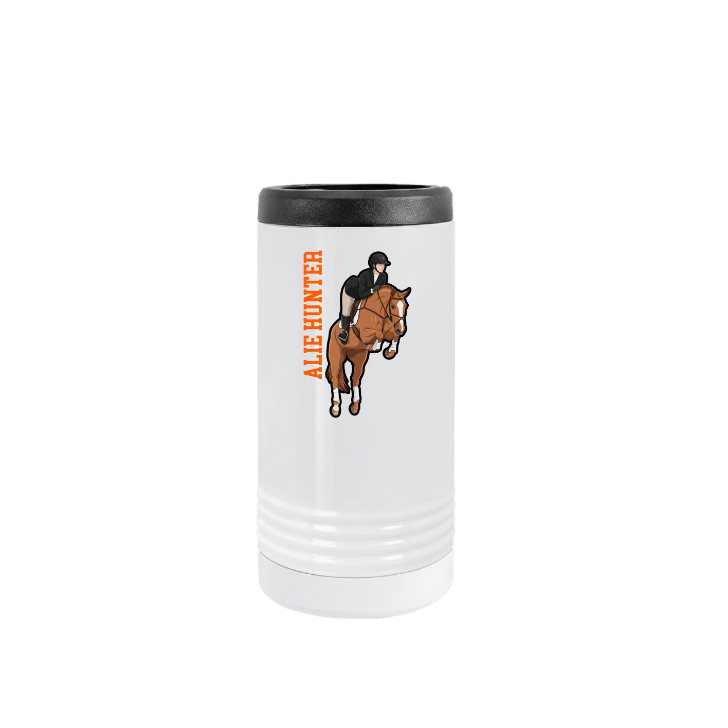 Slim Beverage Holder — Name Vertical in White