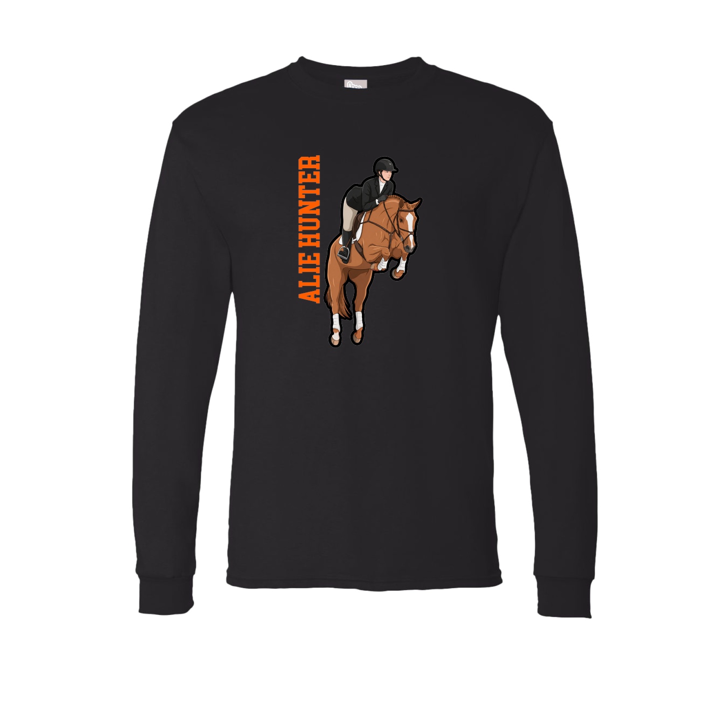 Long Sleeve Tee — Name Vertical in Black