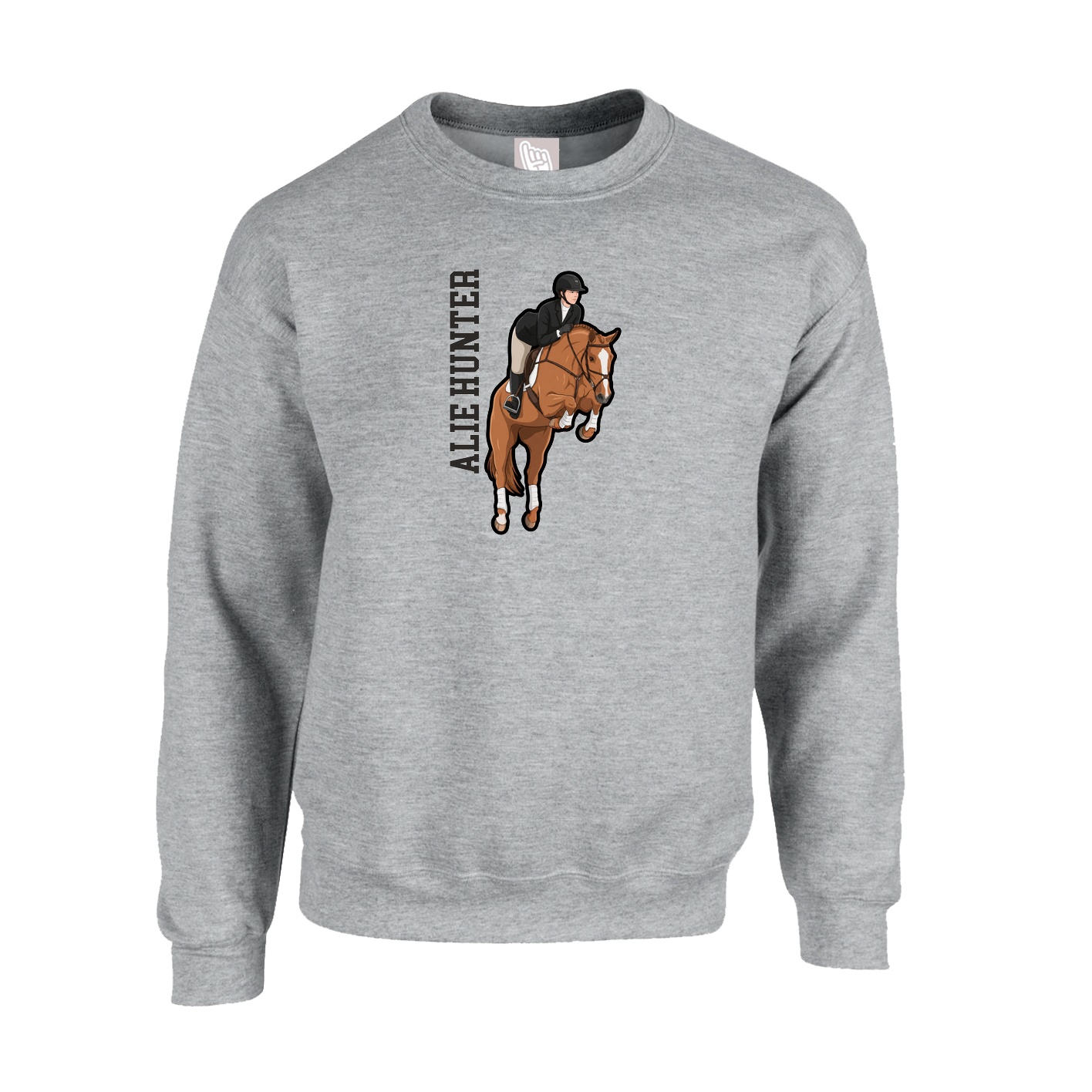 Fleece Crew — Name Vertical in Grey