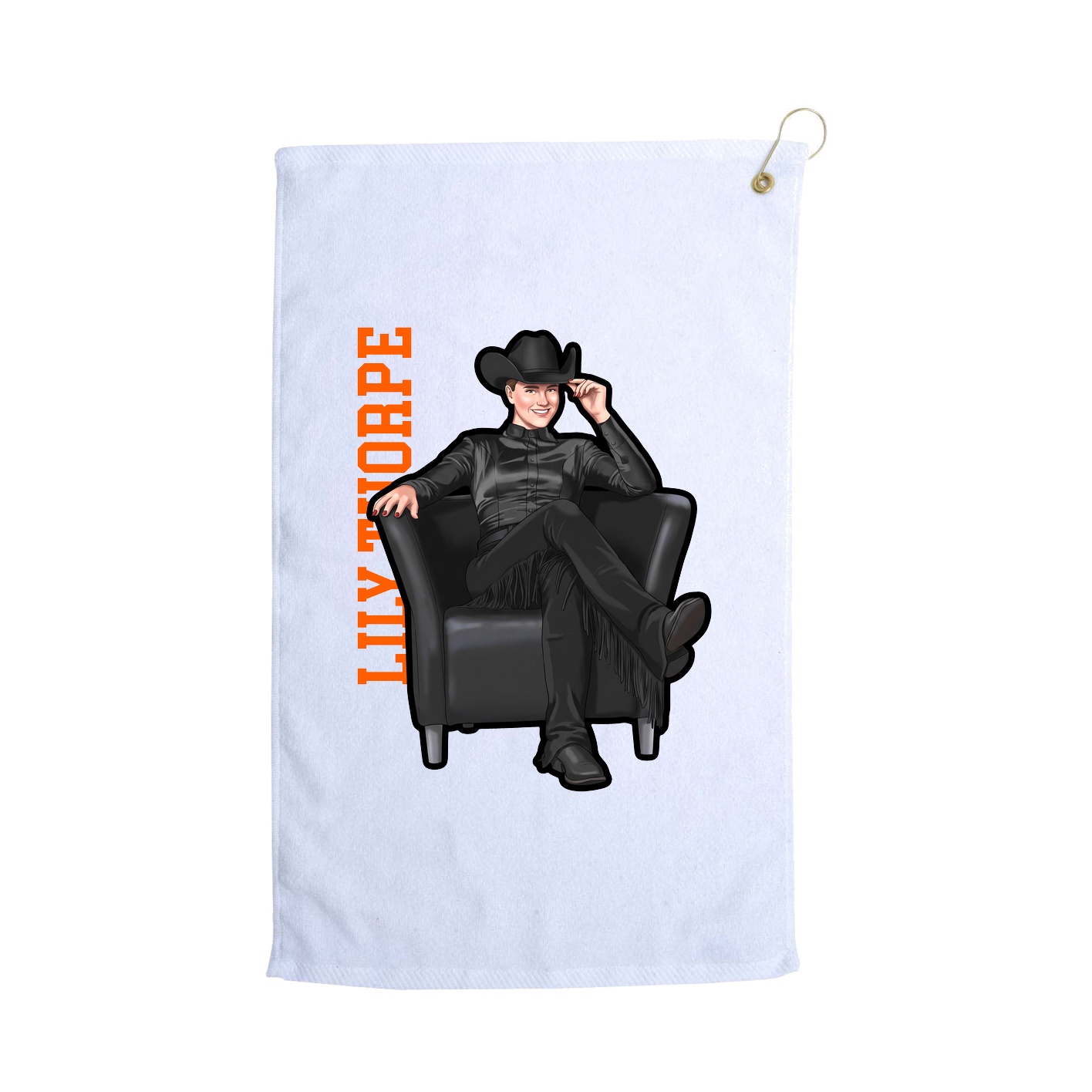 Golf Towel — Name Vertical in White