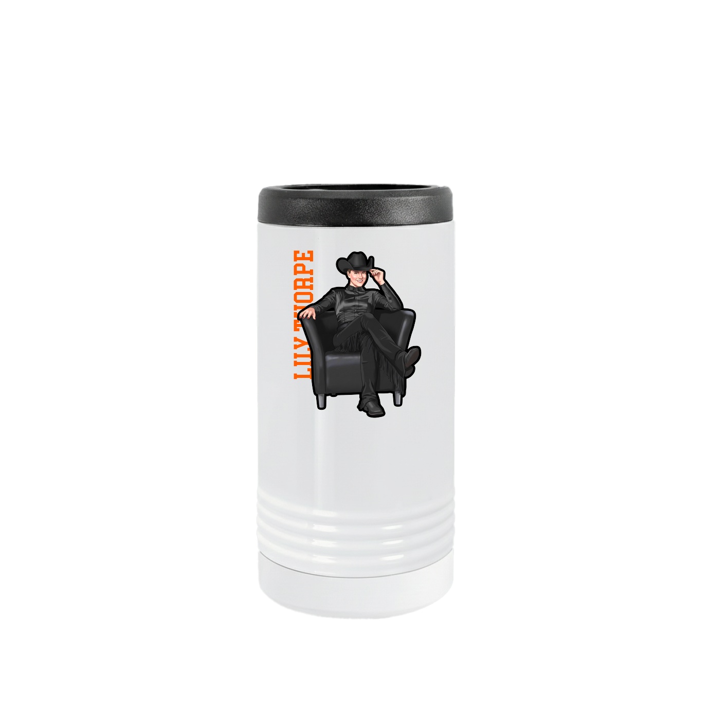 Slim Beverage Holder — Name Vertical in White