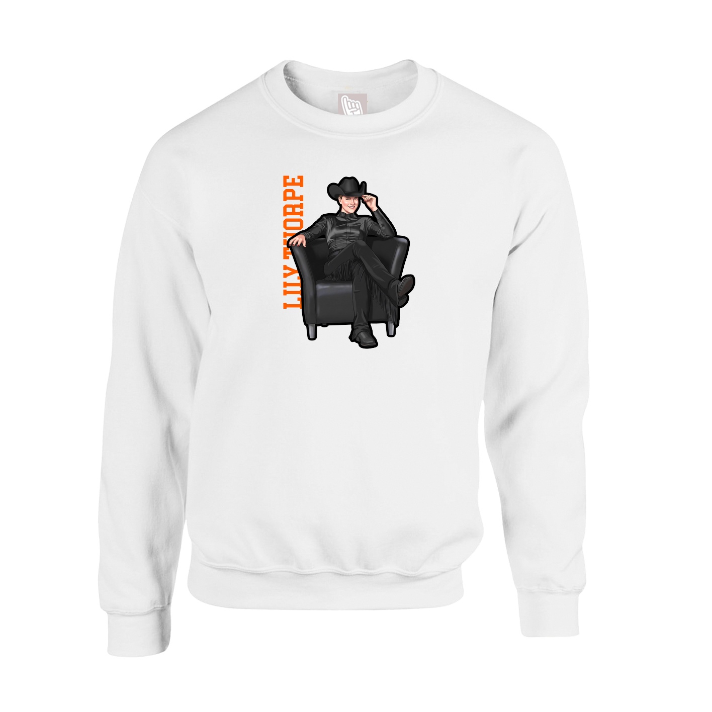 Fleece Crew — Name Vertical in White