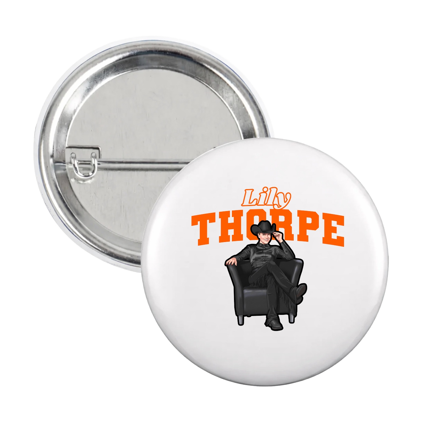 Game Day Button — Name Arch in White