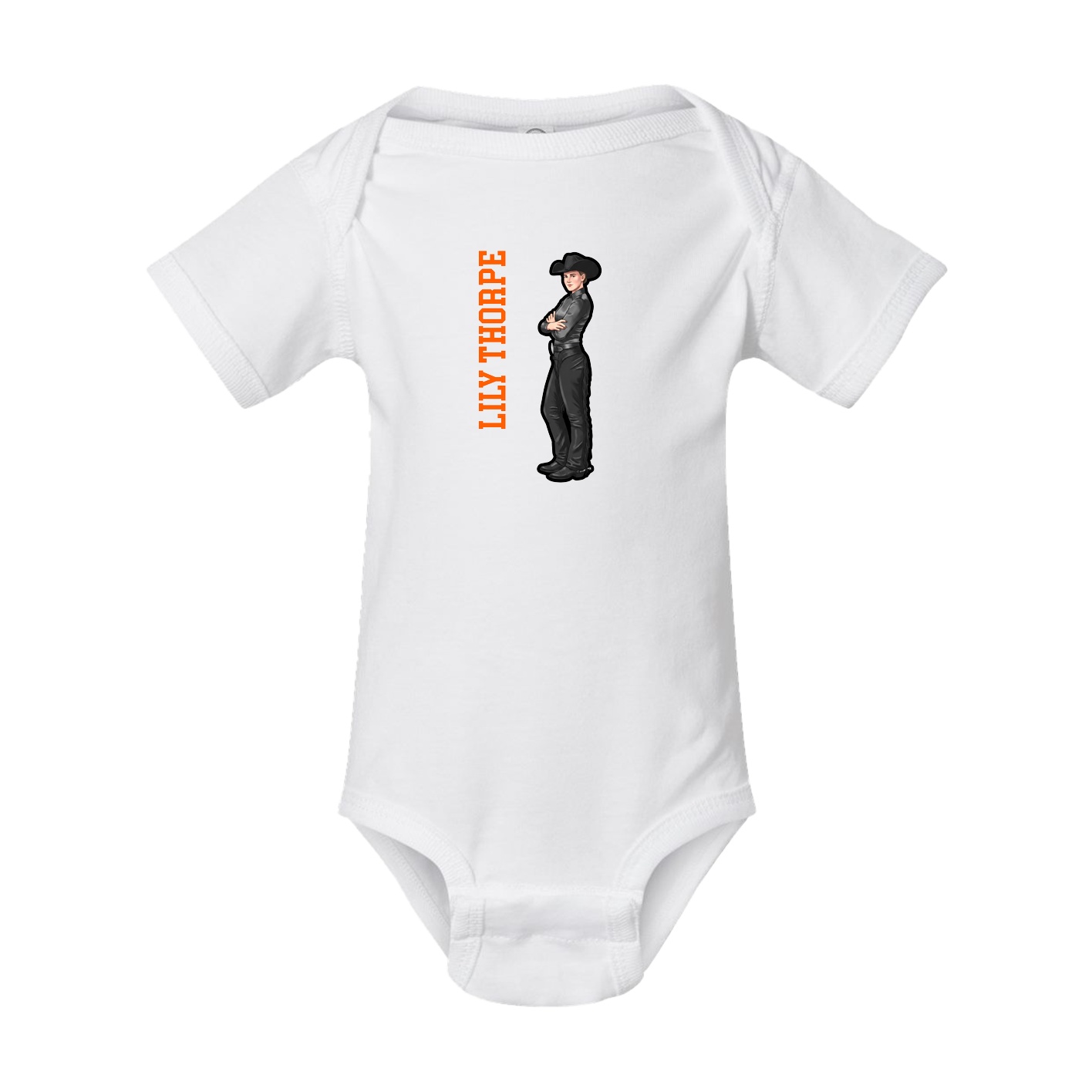 Baby Onesie — Name Vertical in White