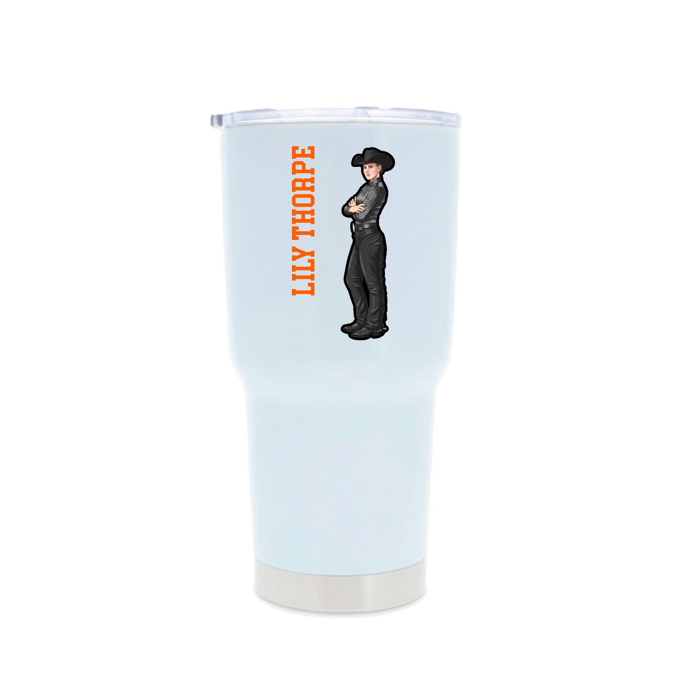 30oz Stainless Steel Tumbler — Name Vertical in White