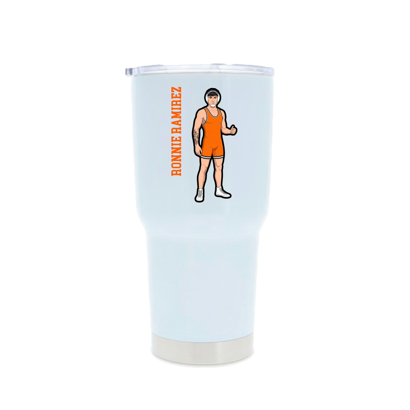 30oz Stainless Steel Tumbler — Name Vertical in White