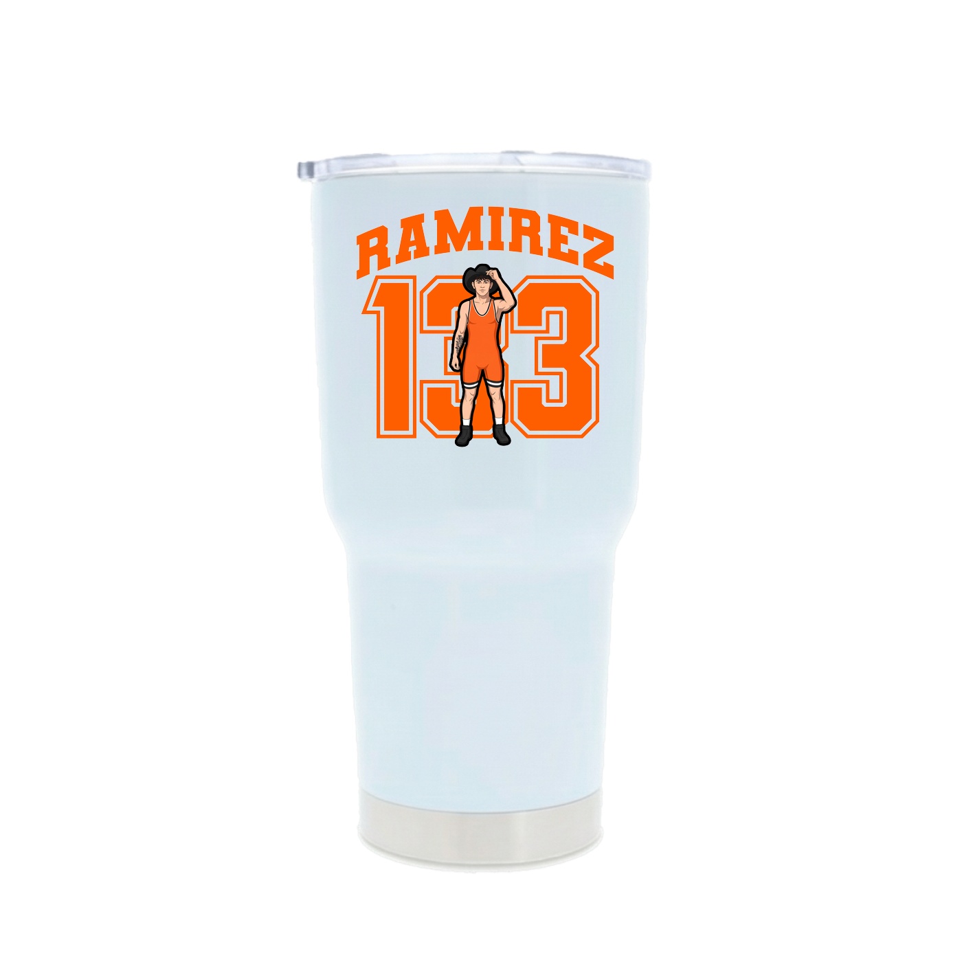 30oz Stainless Steel Tumbler — Number in White