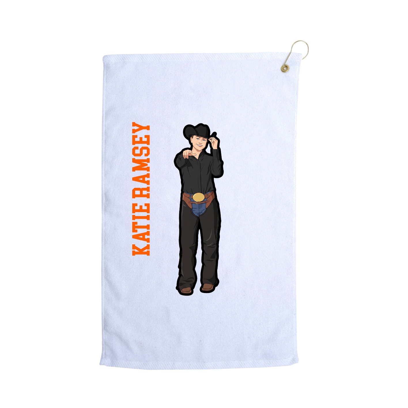 Golf Towel — Name Vertical in White