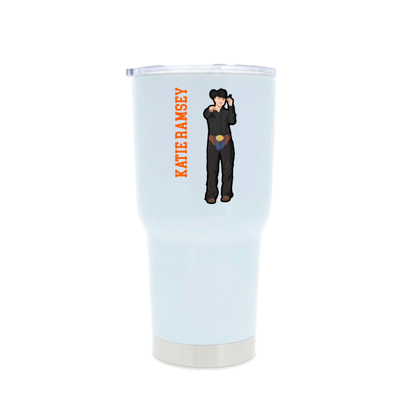 30oz Stainless Steel Tumbler — Name Vertical in White
