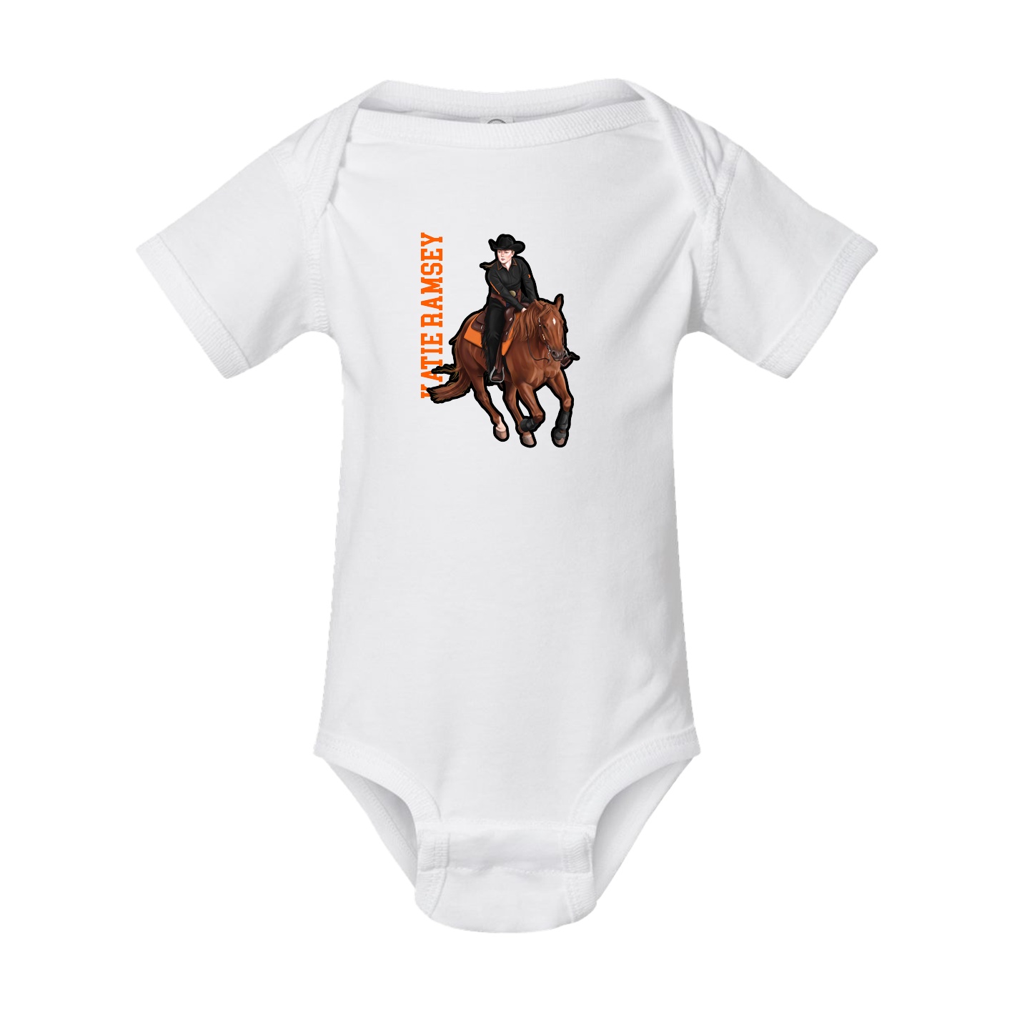 Baby Onesie — Name Vertical in White