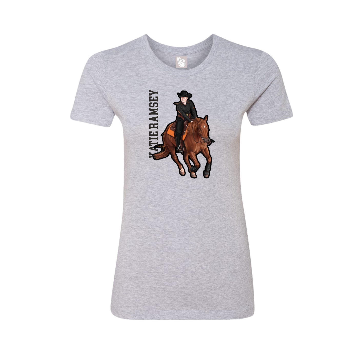 Fitted Women's Tee — Name Vertical in Grey