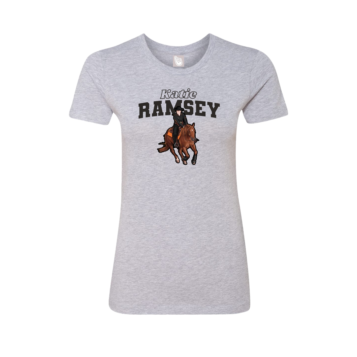 Fitted Women's Tee — Name Arch in Grey