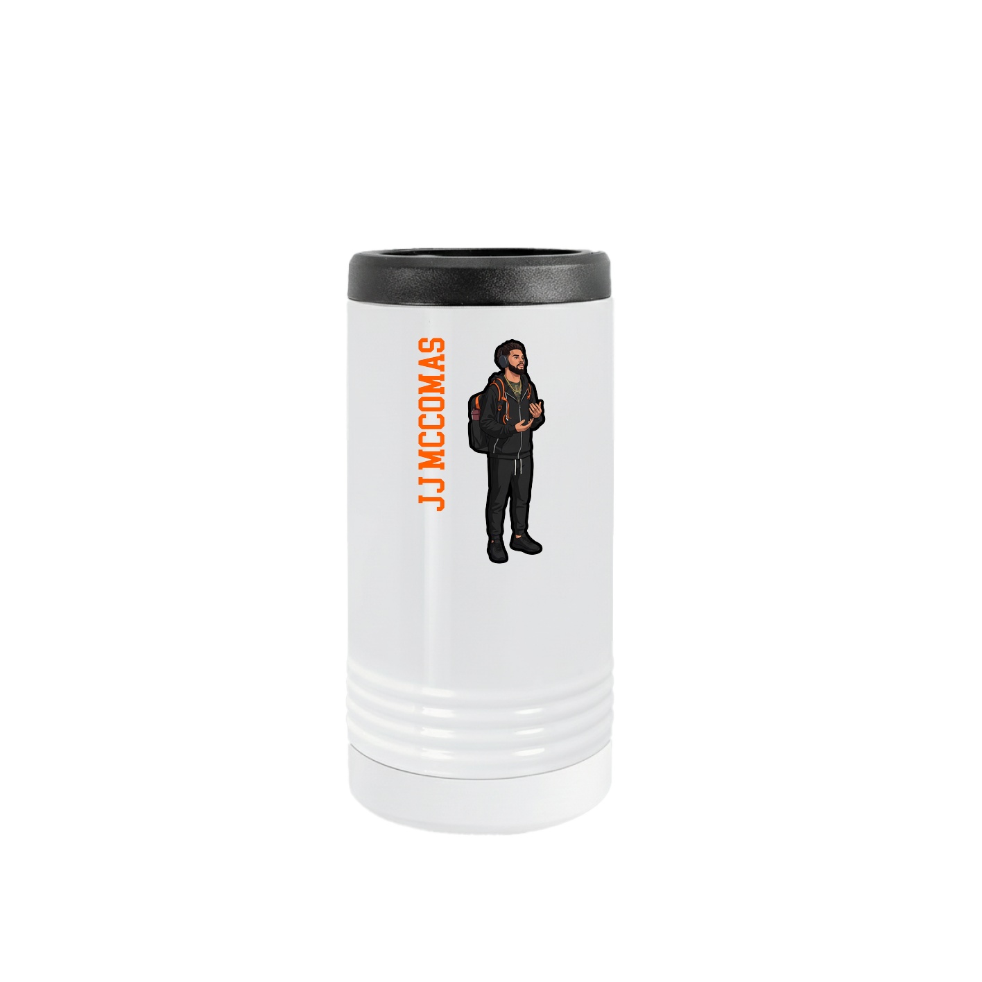 Slim Beverage Holder — Name Vertical in White