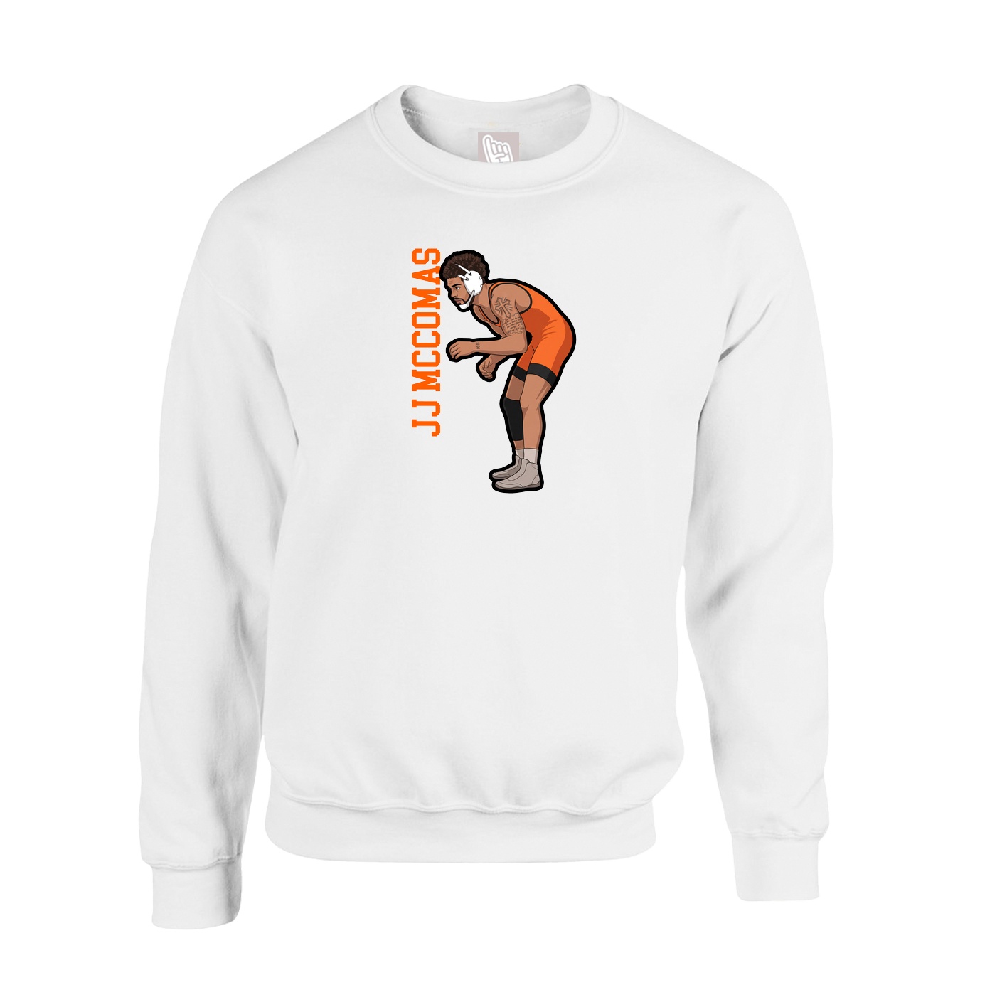 Fleece Crew — Name Vertical in White