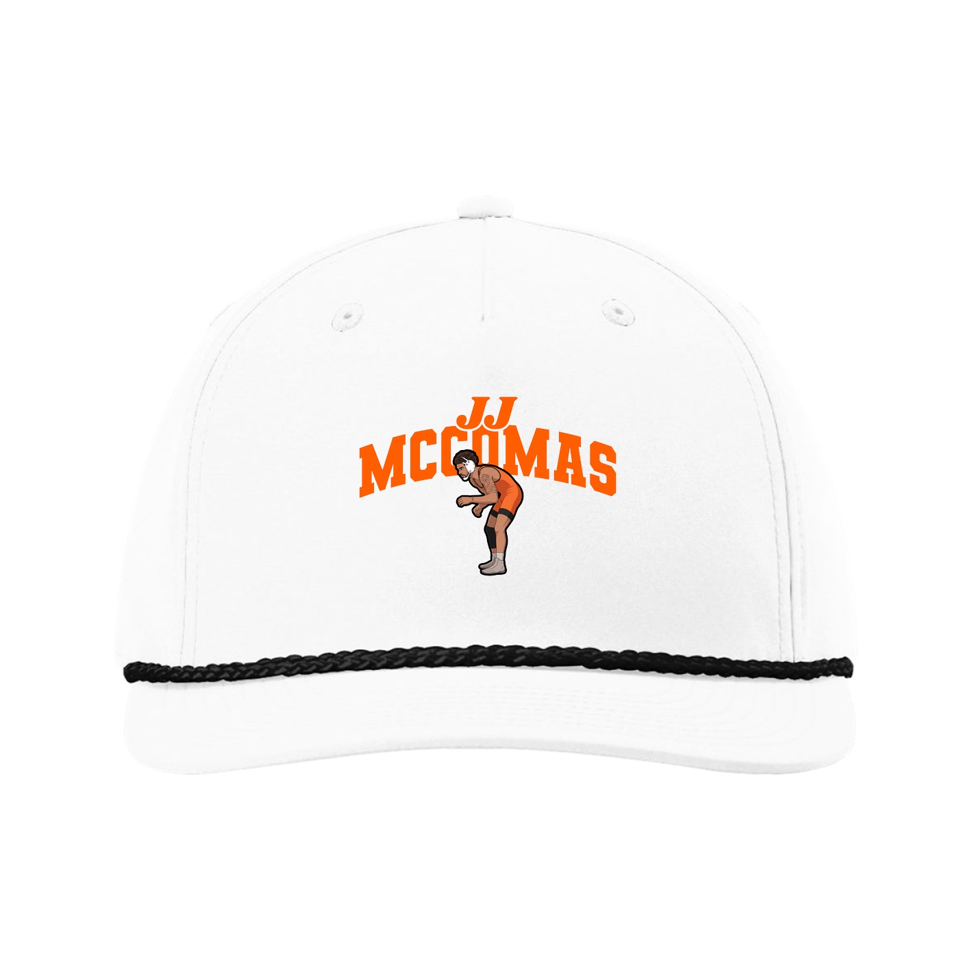 Five-Panel Classic Rope Cap — Signature Arch in White