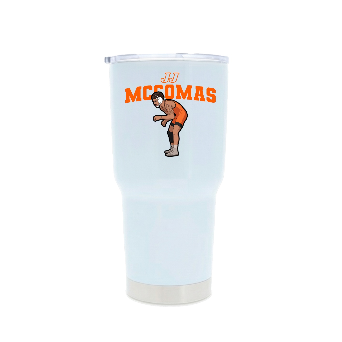 30oz Stainless Steel Tumbler — Name Arch in White